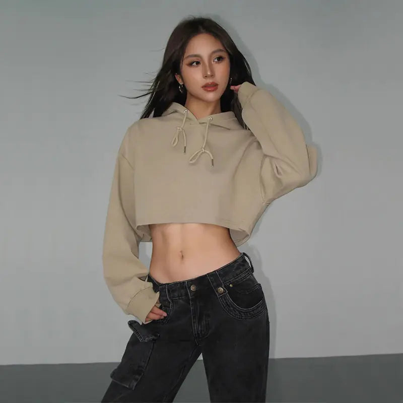 Women's 2023 Autumn Drawstring Hooded Pullover Sweater